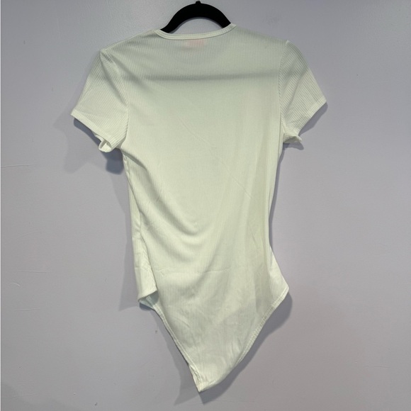 Pink lily white ribbed tshirt bodysuit - Picture 3 of 3